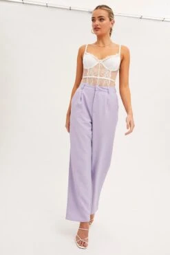 Purple Tailored Pant High Waist