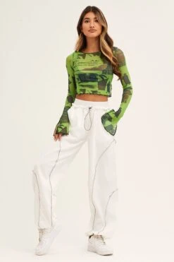 White Cargo Parachute Pants