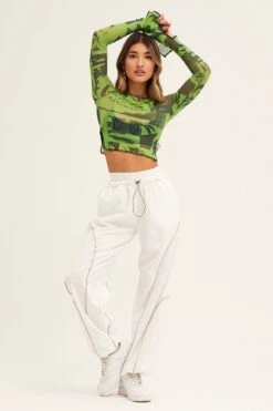 White Cargo Parachute Pants -Midi Dresses Style wide leg pants white cargo parachute pants 33006688305345