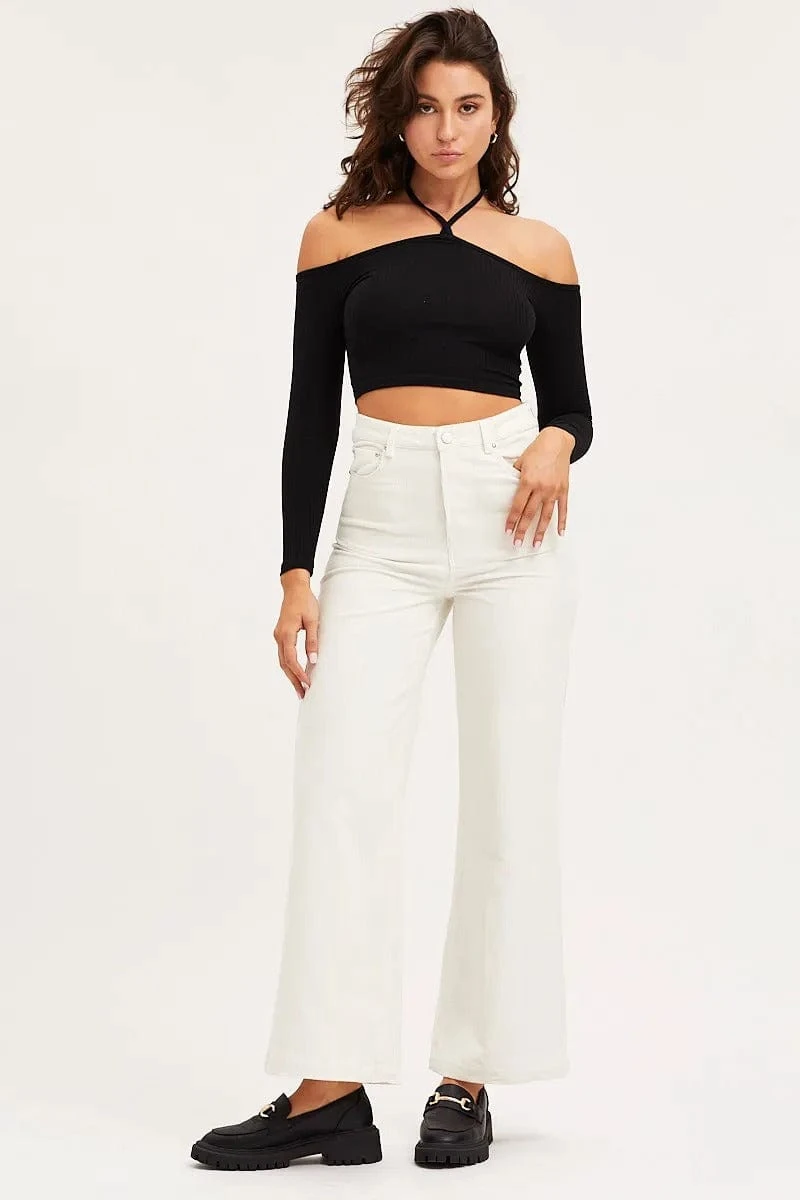 White Wide Leg Pants High Rise Corduroy 4 White Wide Leg Pants High Rise Corduroy - Image 3