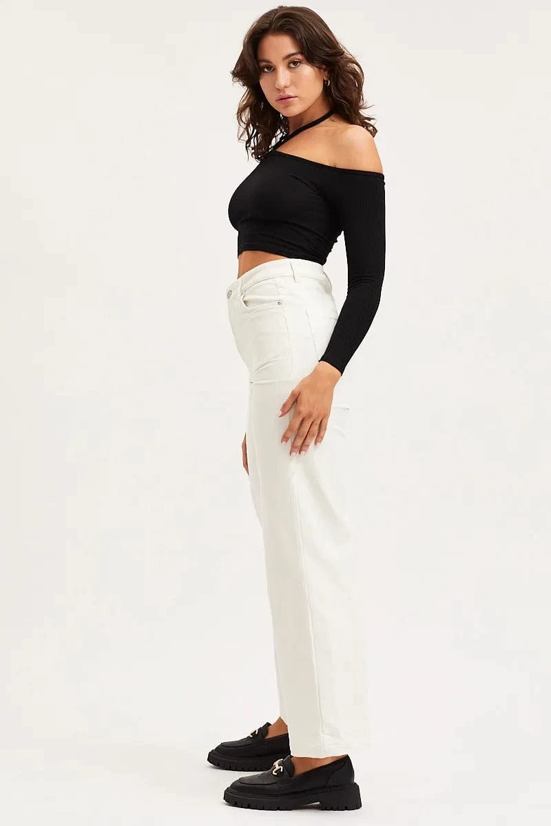 White Wide Leg Pants High Rise Corduroy 5 White Wide Leg Pants High Rise Corduroy - Image 4
