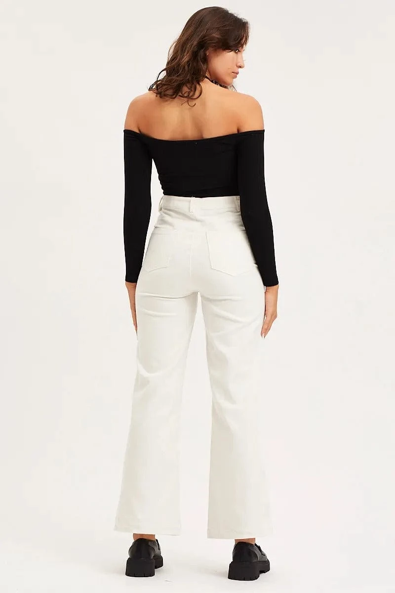 White Wide Leg Pants High Rise Corduroy 6 White Wide Leg Pants High Rise Corduroy - Image 5