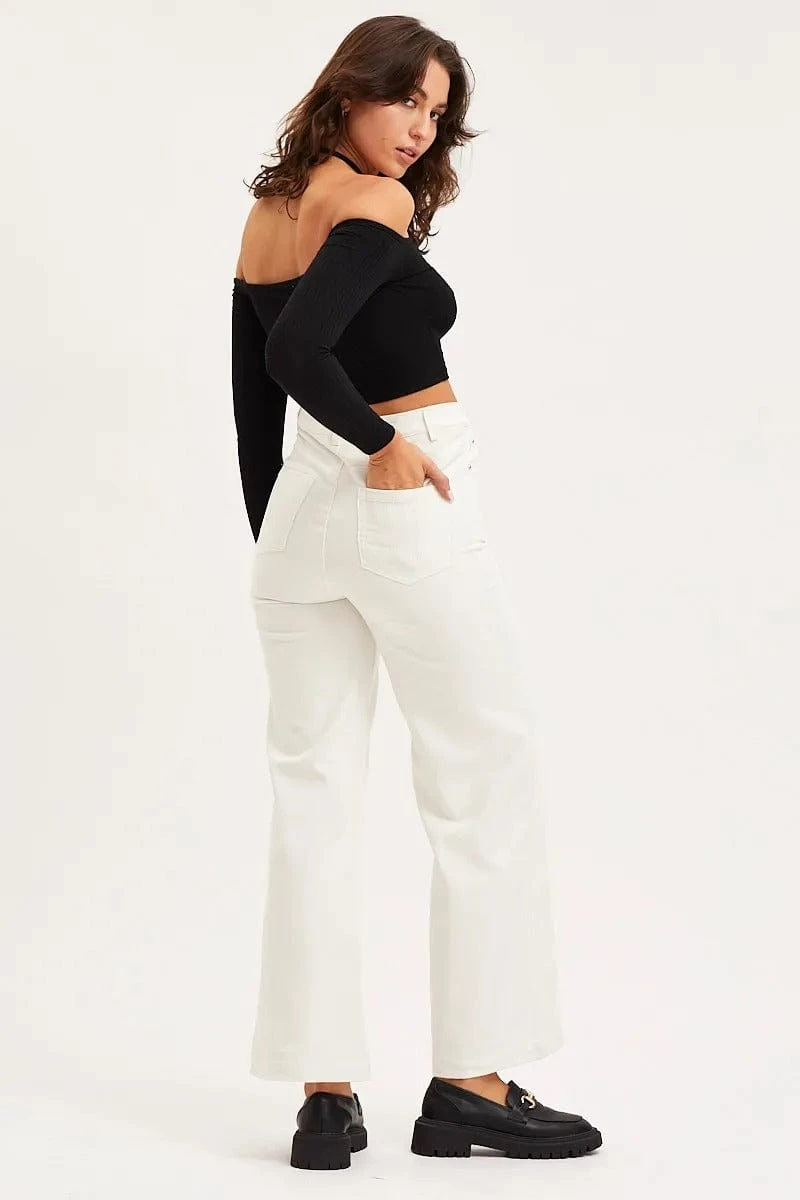 White Wide Leg Pants High Rise Corduroy 7 White Wide Leg Pants High Rise Corduroy - Image 6